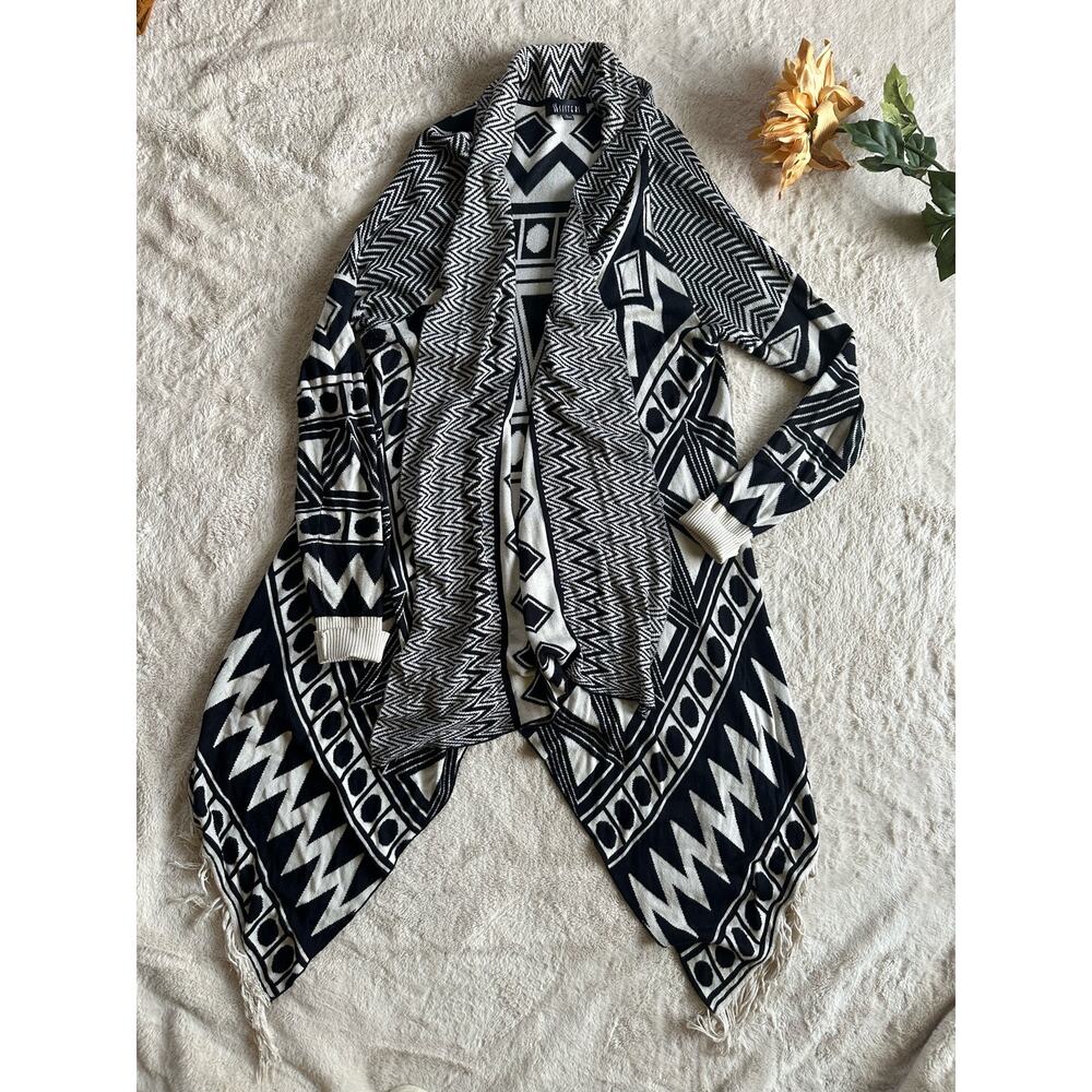 Sisters Cardigan Sweater Black and Cream Size Large